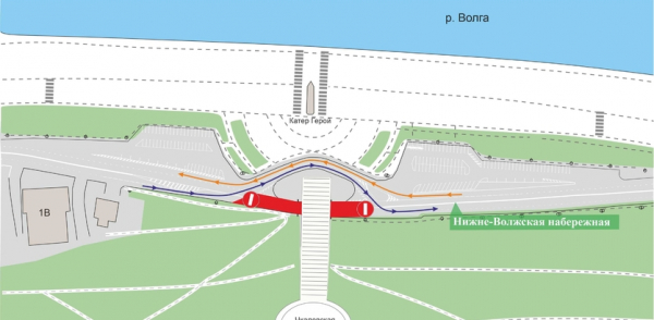Движение транспорта по участку Нижне-Волжской набережной будет временно ограничено Движение транспорта по участку Нижне-Волжской набережной будет временно ограничено